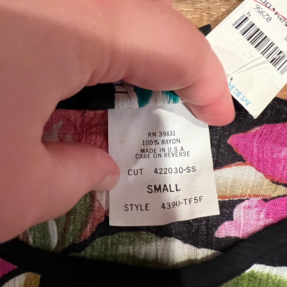 NWT Vintage Fritzi California Floral/Black Blouse (Size S)/Pants (Size M) Set - Picture 6 of 13